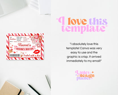 Editable Valentines Day Gift Box Label, Personalized Valentine Treat Box Label, Valentines Gift Label Printable Template