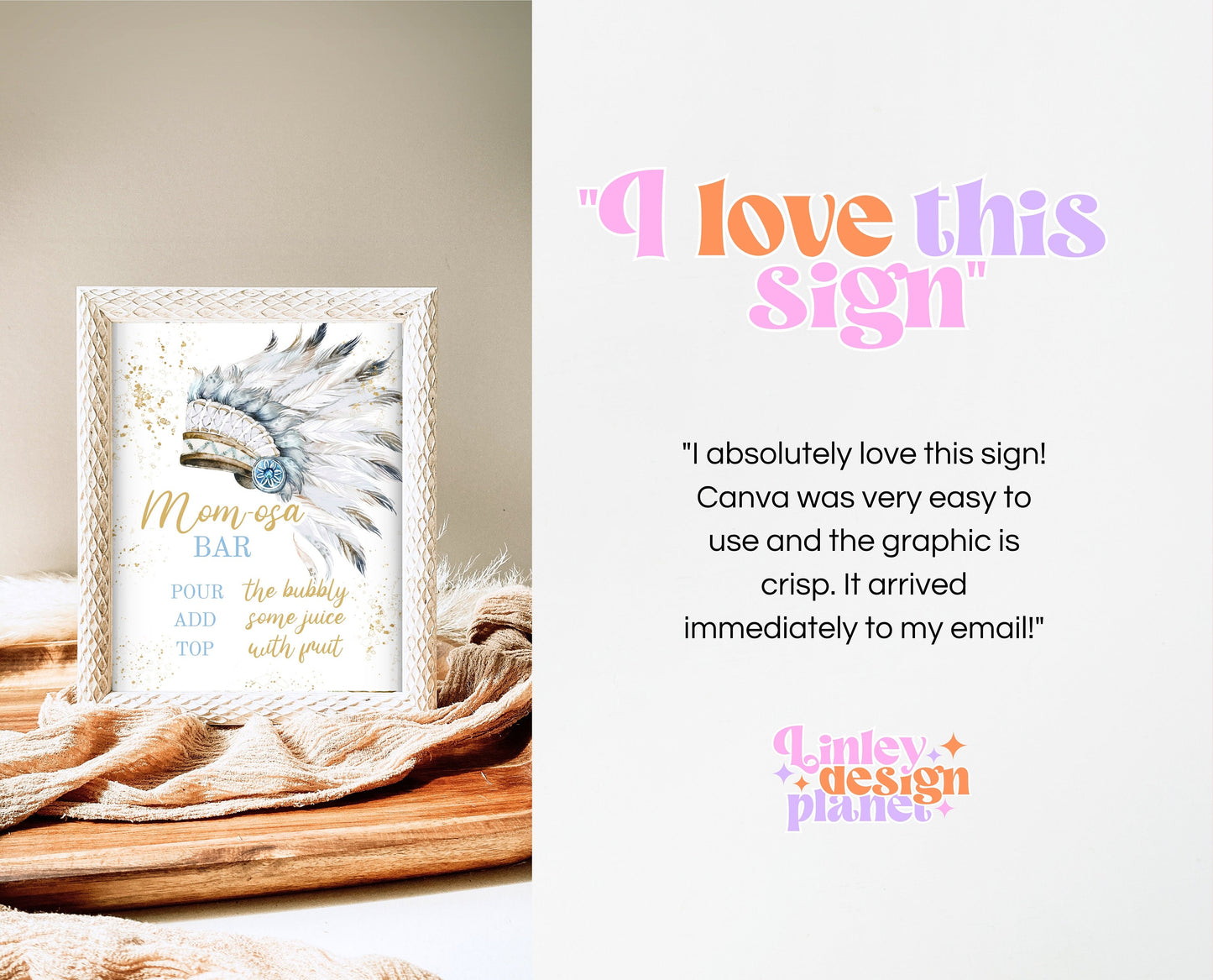 Momosa Sign Tribal Native American Indian Baby Shower, Tribal Boy Baby Shower Sign, Little Chief Tribal Baby Shower