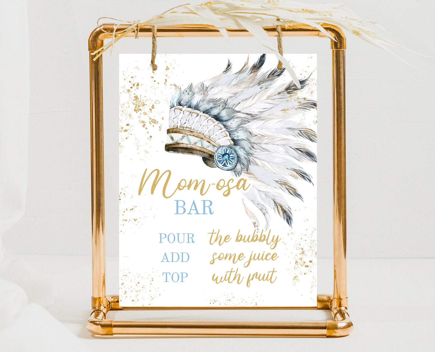 Momosa Sign Tribal Native American Indian Baby Shower, Tribal Boy Baby Shower Sign, Little Chief Tribal Baby Shower