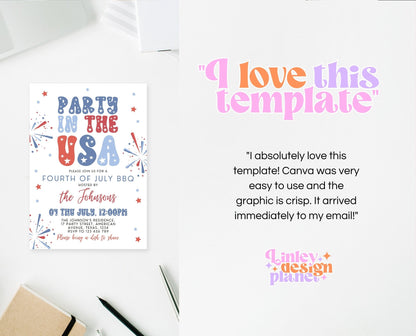Editable 4th Of July BBQ Invitation, Independence Day BBQ Invite, Barbeque Invitation, July 4th BBQ Invite, July Fourth Invite, Printable