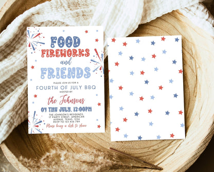 Editable 4th Of July Friends BBQ Invitation, Independence Day BBQ Invite, Barbeque Invitation, July 4th BBQ Invite, July Fourth Invite