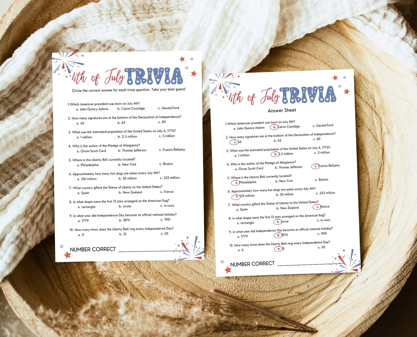 Printable 4th of July Trivia Game, July 4th Games, Independence Day Games, Patriotic Games, 4th of July Party Games, American Trivia Game