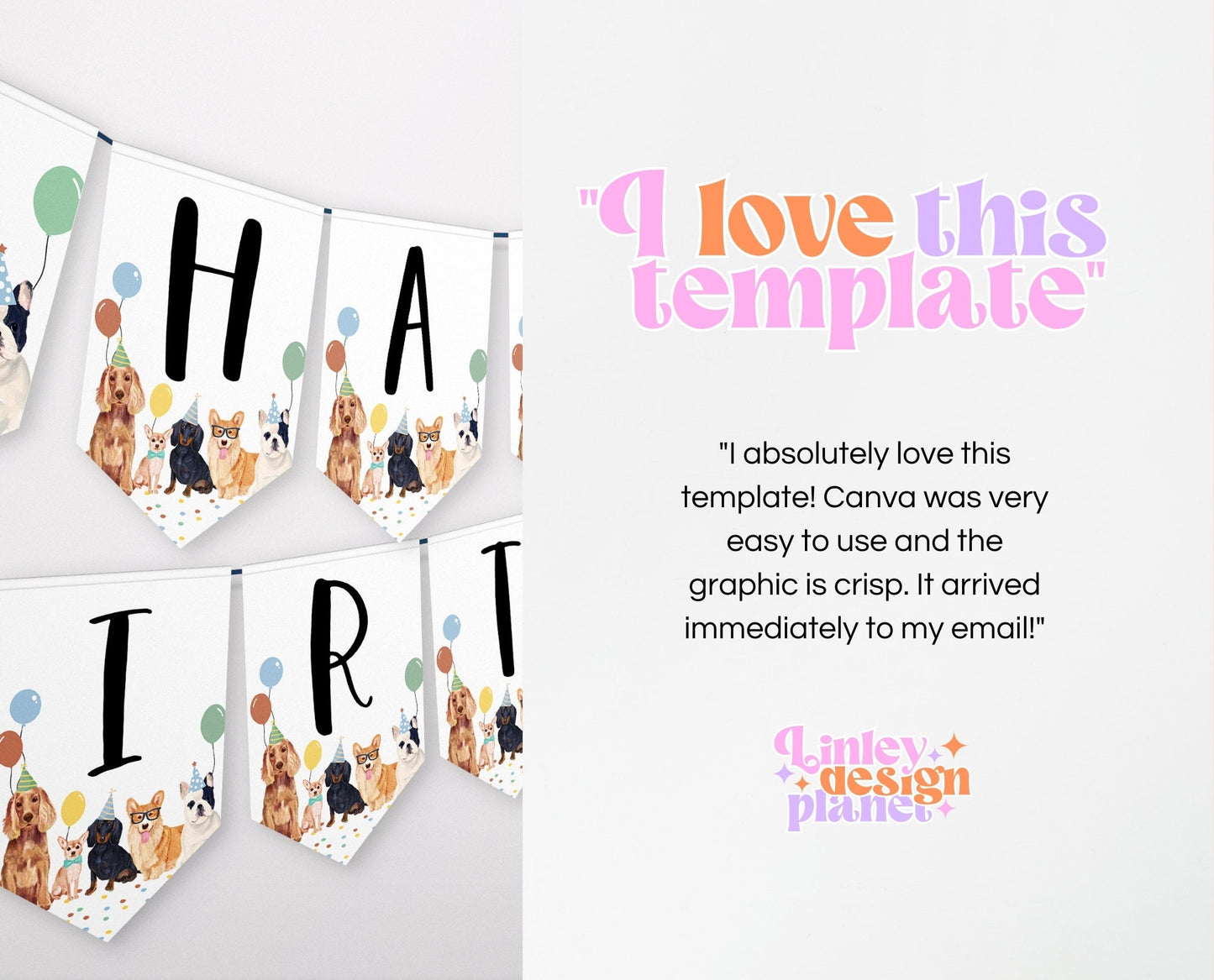 Boy Dog Happy Birthday Banner, Puppy Birthday Banner, Printable Dog Birthday Sign, Dog Happy Birthday Bunting Banner, BDBP01