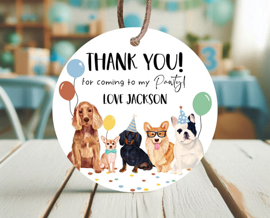 Editable Boy Dog Birthday Favor Tag, Puppy Birthday Favor Tags, Printable Animal Birthday Tags, Dog Birthday Thank You Tag, BDBP01