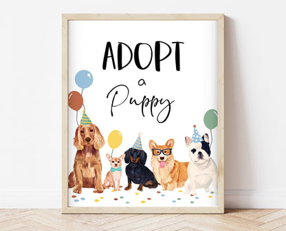 Editable Adopt A Puppy Birthday Sign, Adopt A Puppy Birthday Sign, Printable Puppy Adoption Sign, Printable, Boy Dog Birthday, BDBP01