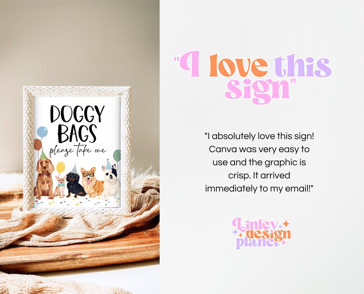 Editable Favor Doggy Bag Sign , Puppy Birthday Table Decor Dog Birthday Party Sign Printable Template, Boy Dog Birthday, BDBP01