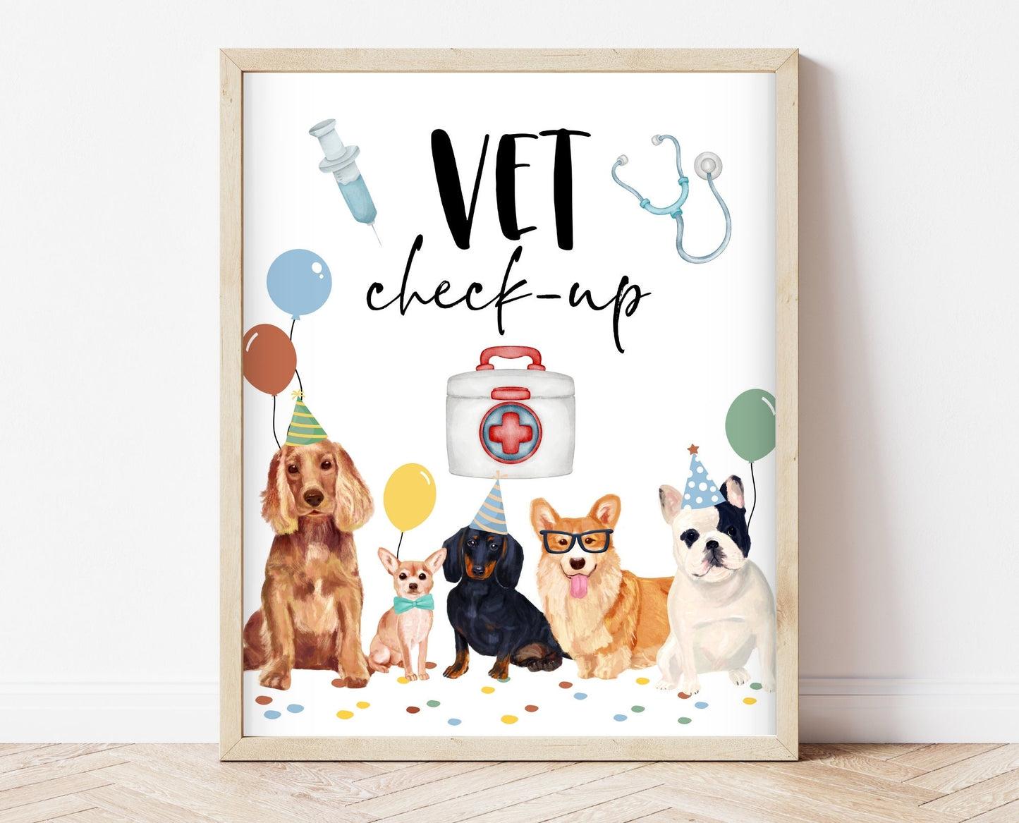 Vet Check Up Sign, Pet Hospital Sign, Puppy Birthday Sign, Boy Dog Birthday Party, Puppy Pet Check-Up Sign, Pawty Theme Decor, BDBP01
