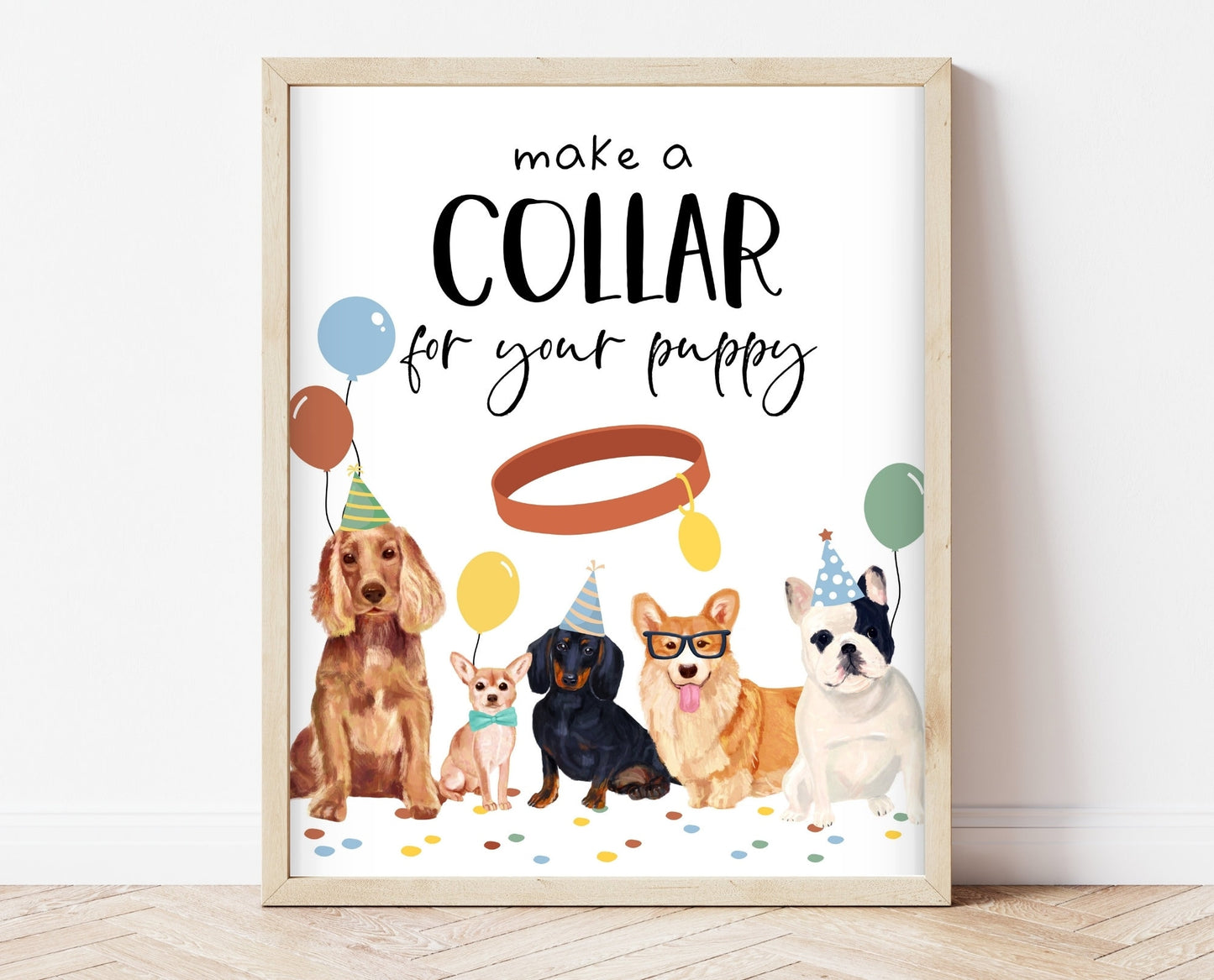 Make A Collar For Your Puppy Birthday Printable Sign, Make A Collar For Your Dog Birthday Table Sign, Printable Collar Sign, BDBP01