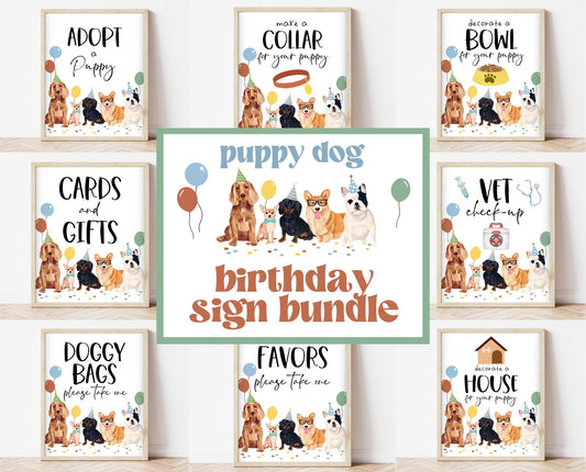 Editable Boy Dog Birthday Sign Bundle, Puppy Birthday Custom Signs, Printable Puppy Sign Pack, Fully Editable Dog Birthday Signs, BDBP01