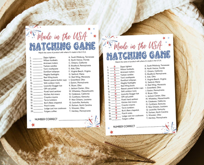 Printable 4th of July Made In The USA Game, July 4th Games, Independence Day Games, Patriotic Games, 4th of July Party Games