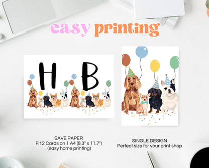 Boy Dog Happy Birthday Banner, Puppy Birthday Banner, Printable Dog Birthday Sign, Dog Happy Birthday Bunting Banner, BDBP01
