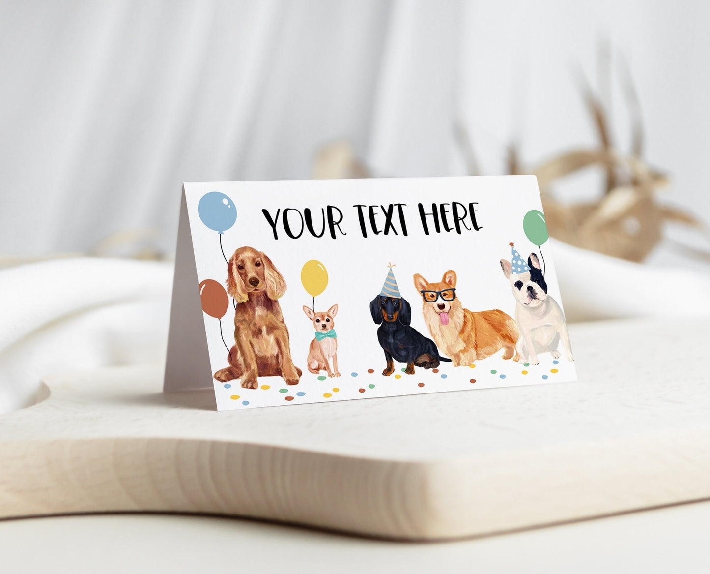 Editable Boy Dog Birthday Food Labels, Puppy Birthday Tent Card, Dog Birthday Party Decor, Printable Template, BDBP01