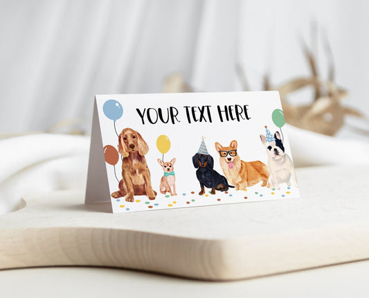 Editable Boy Dog Birthday Food Labels, Puppy Birthday Tent Card, Dog Birthday Party Decor, Printable Template, BDBP01
