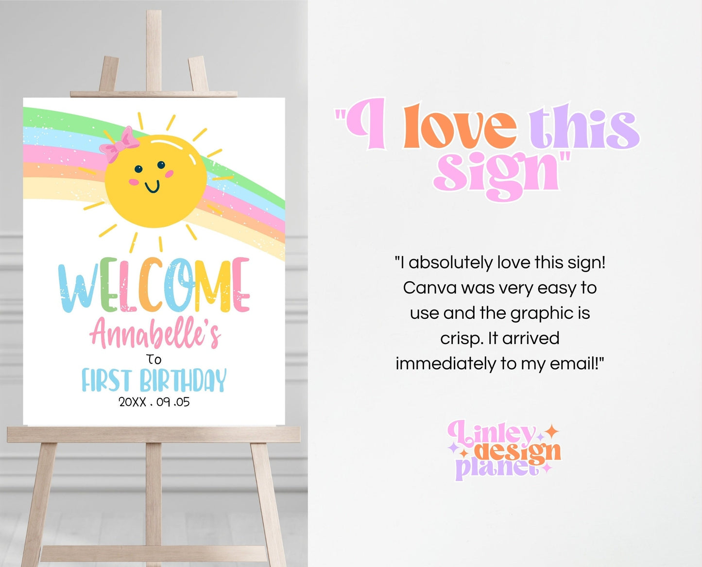 Editable Sunshine Birthday Welcome Sign, Sunshine Birthday, Girl First Birthday Welcome Poster, Instant Download, Printable, SSBP01