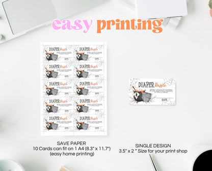 Halloween Diaper Raffle Ticket, Halloween A Baby Is Brewing Baby Shower Game, Halloween Diaper Raffle, Neutral Halloween Baby Shower, HBSC01