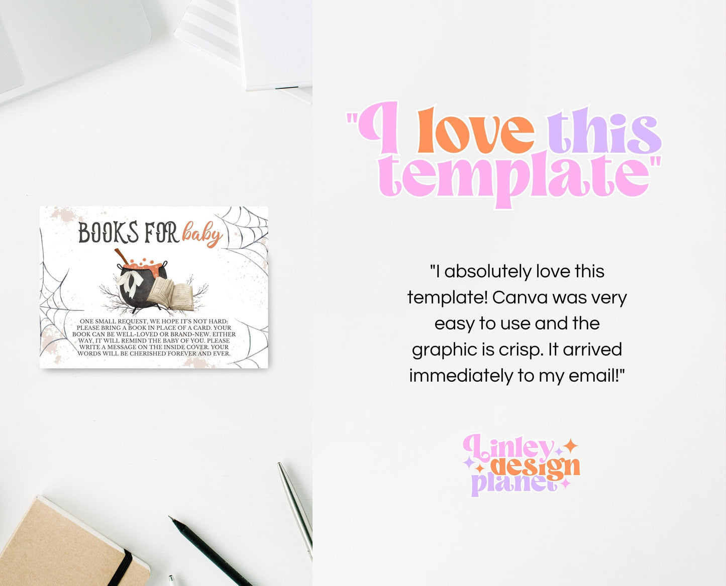 Editable Halloween Books For Baby Card, Halloween A Baby Is Brewing Baby Shower, Printable Halloween Books For Babies Card Template, HBSC01