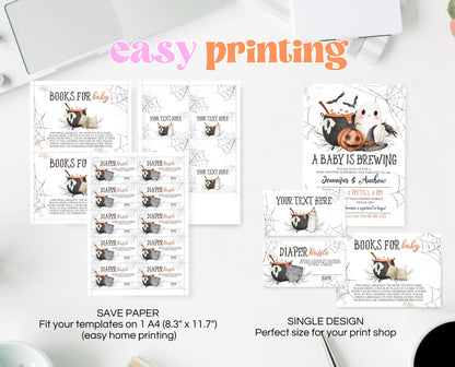Editable A Baby is Brewing Halloween Baby Shower Invitation Bundle, Neutral Halloween Baby Shower Invitation, Witch Baby Shower, HBSC01