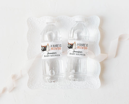 Editable Halloween Baby Shower Water Bottle Label, Halloween Baby Shower Party, Printable Halloween Bottle Labels, HBSC01