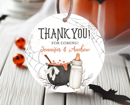 Editable Halloween Thank You Tag, Halloween Baby Shower Favor Tag, A Baby Is Brewing Halloween Baby Shower Tag, Instant Download, HBSC01