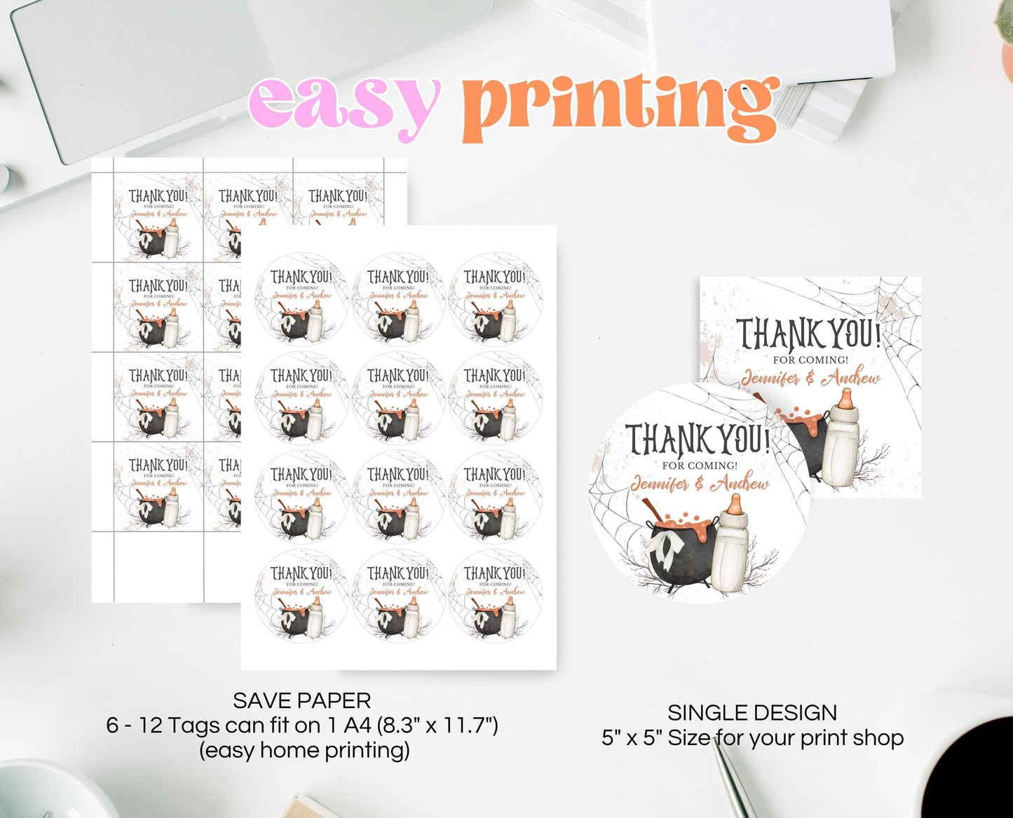 Editable Halloween Thank You Tag, Halloween Baby Shower Favor Tag, A Baby Is Brewing Halloween Baby Shower Tag, Instant Download, HBSC01