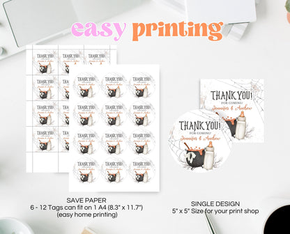 Editable Halloween Thank You Tag, Halloween Baby Shower Favor Tag, A Baby Is Brewing Halloween Baby Shower Tag, Instant Download, HBSC01