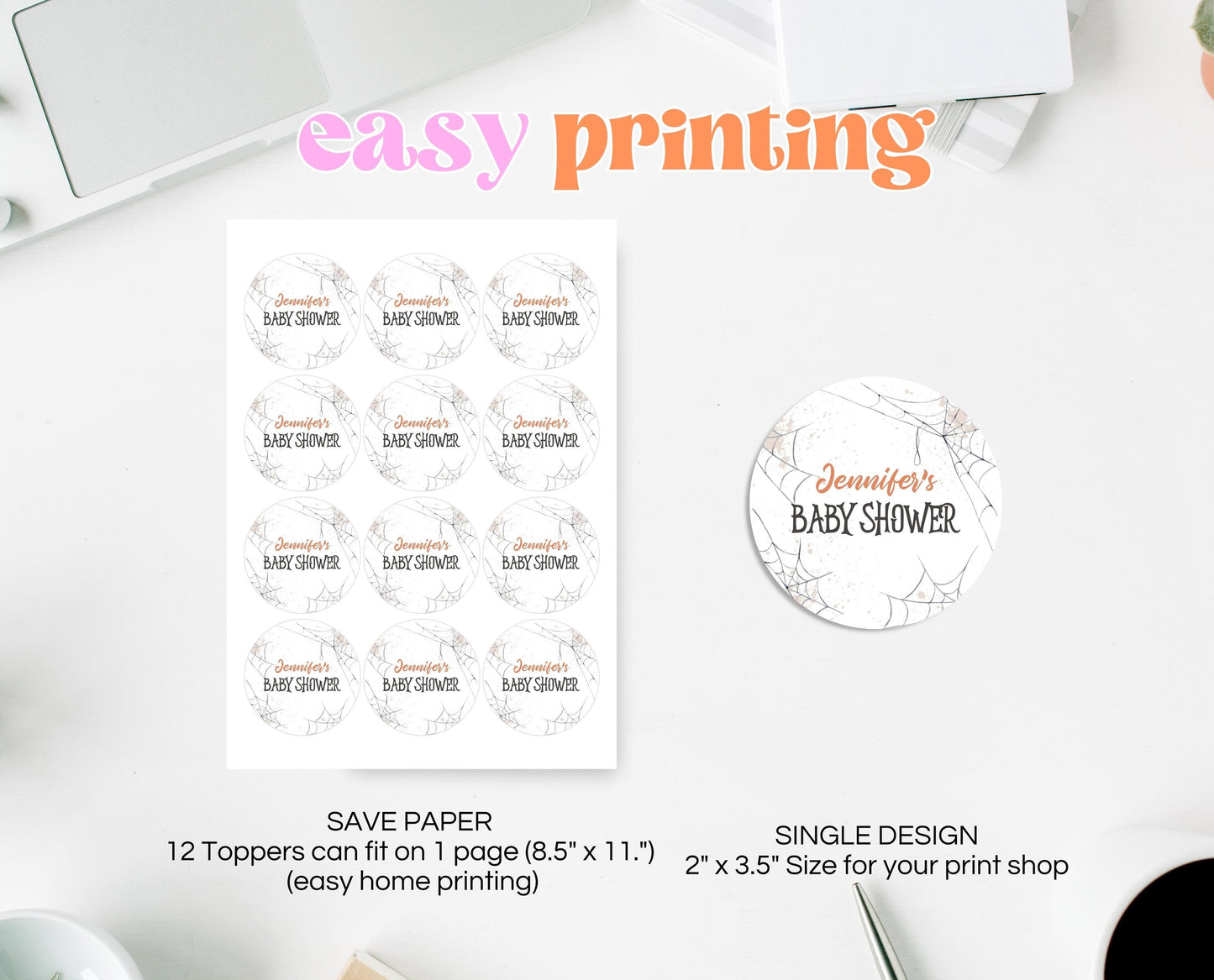 Editable A Baby Is Brewing Halloween Baby Shower Cupcake Toppers, Halloween Party Decorations, A Baby Is Brewing Cupcake Toppers, HBSC01
