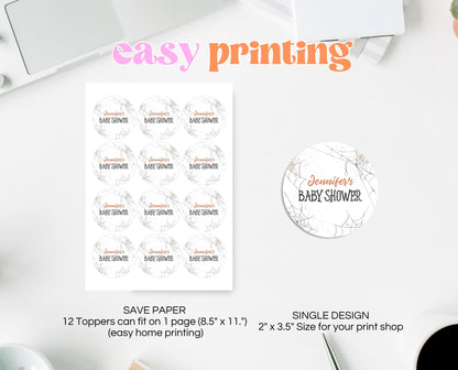 Editable A Baby Is Brewing Halloween Baby Shower Cupcake Toppers, Halloween Party Decorations, A Baby Is Brewing Cupcake Toppers, HBSC01