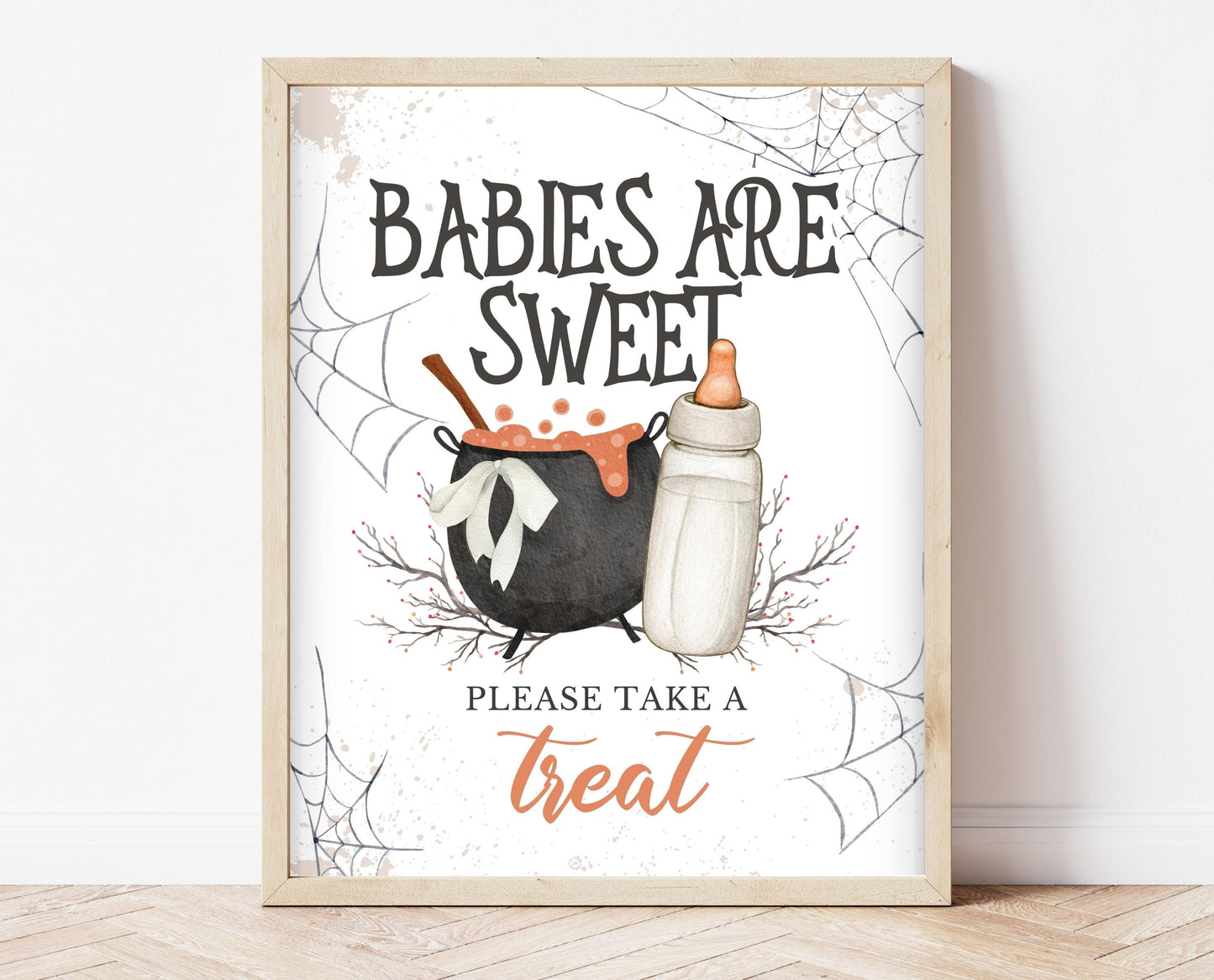 Babies Are Sweet Sign Halloween Baby Shower, Halloween Baby Shower Sign, Printable Halloween Sign, A Baby Is Brewing Halloween, HBSC01