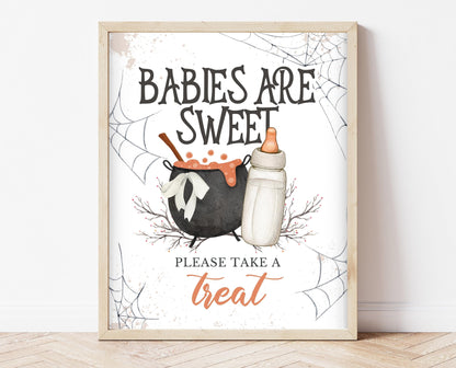 Babies Are Sweet Sign Halloween Baby Shower, Halloween Baby Shower Sign, Printable Halloween Sign, A Baby Is Brewing Halloween, HBSC01