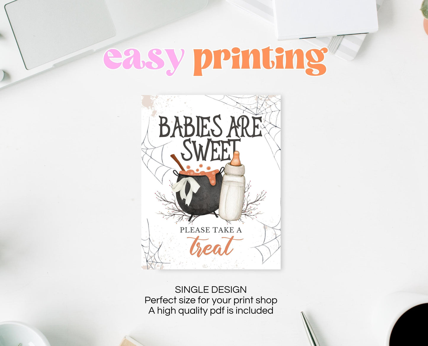 Babies Are Sweet Sign Halloween Baby Shower, Halloween Baby Shower Sign, Printable Halloween Sign, A Baby Is Brewing Halloween, HBSC01