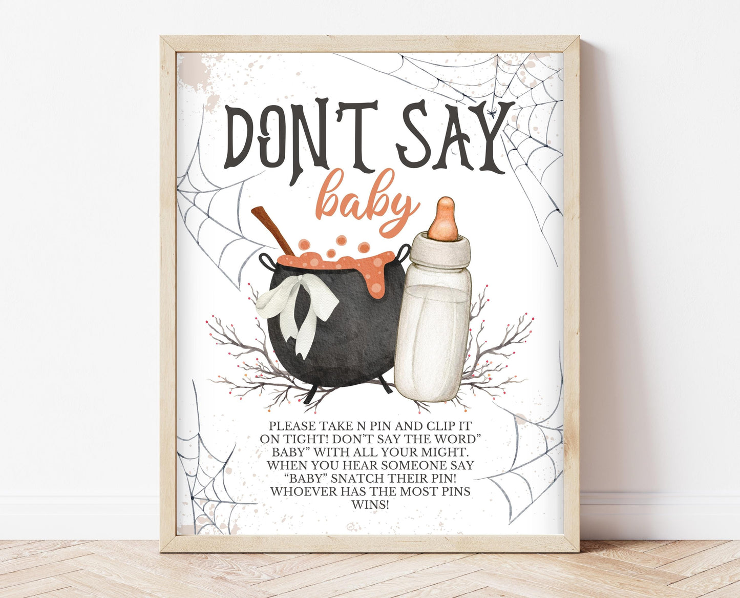 Don't Say Baby Sign Halloween Baby Shower, Halloween Baby Shower Game Sign, Printable Halloween Sign, A Baby Is Brewing Halloween, HBSC01