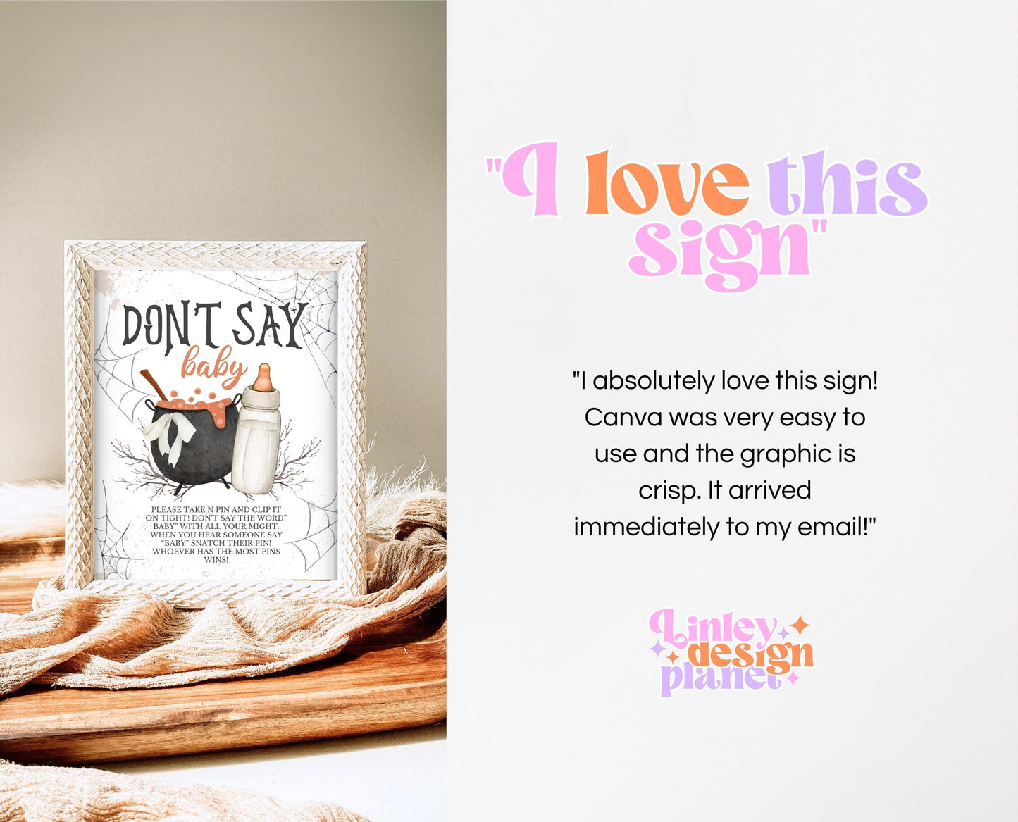Don't Say Baby Sign Halloween Baby Shower, Halloween Baby Shower Game Sign, Printable Halloween Sign, A Baby Is Brewing Halloween, HBSC01