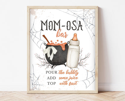 Mom-osa Sign Halloween Baby Shower, Halloween Baby Shower Mimosa Sign, Printable Halloween Sign, A Baby Is Brewing Halloween, HBSC01
