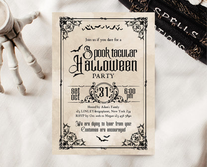 Editable Vintage Halloween Invitation, Vintage Halloween Party Invite, Printable Halloween Birthday Invite, Halloween House Party Invitation