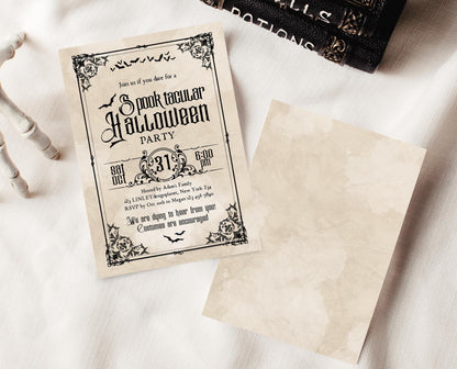 Editable Vintage Halloween Invitation, Vintage Halloween Party Invite, Printable Halloween Birthday Invite, Halloween House Party Invitation