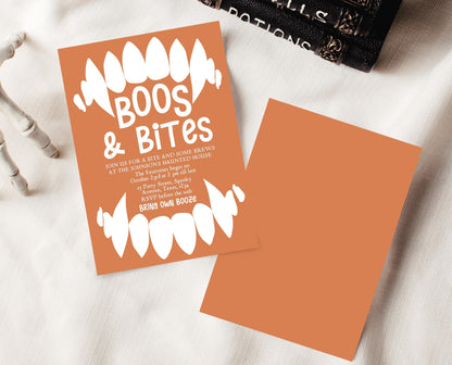 Editable Halloween Vampire Party Invitation, Halloween Booze Party Invite, Printable Halloween Costume Party Invite, Boos And Bites Invite