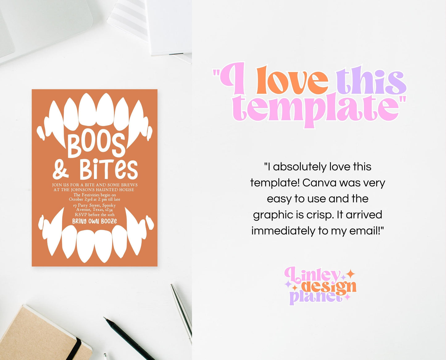 Editable Halloween Vampire Party Invitation, Halloween Booze Party Invite, Printable Halloween Costume Party Invite, Boos And Bites Invite