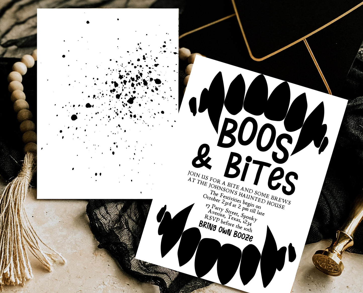 Editable Halloween Vampire Party Invitation, Halloween Booze Party Invite, Printable Halloween Costume Party Invite, Boos And Bites Invite