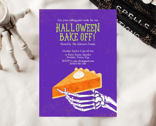 Editable Halloween Bake Off Invitation, Halloween Bake Sale Invite, Printable Halloween Pumpkin Pie Invite, Halloween Fundraiser Invitation