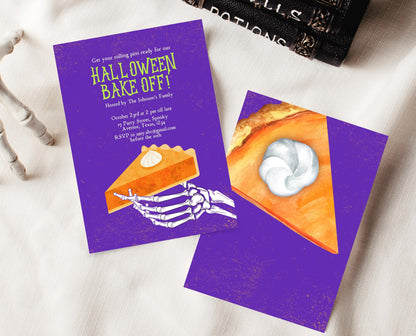 Editable Halloween Bake Off Invitation, Halloween Bake Sale Invite, Printable Halloween Pumpkin Pie Invite, Halloween Fundraiser Invitation