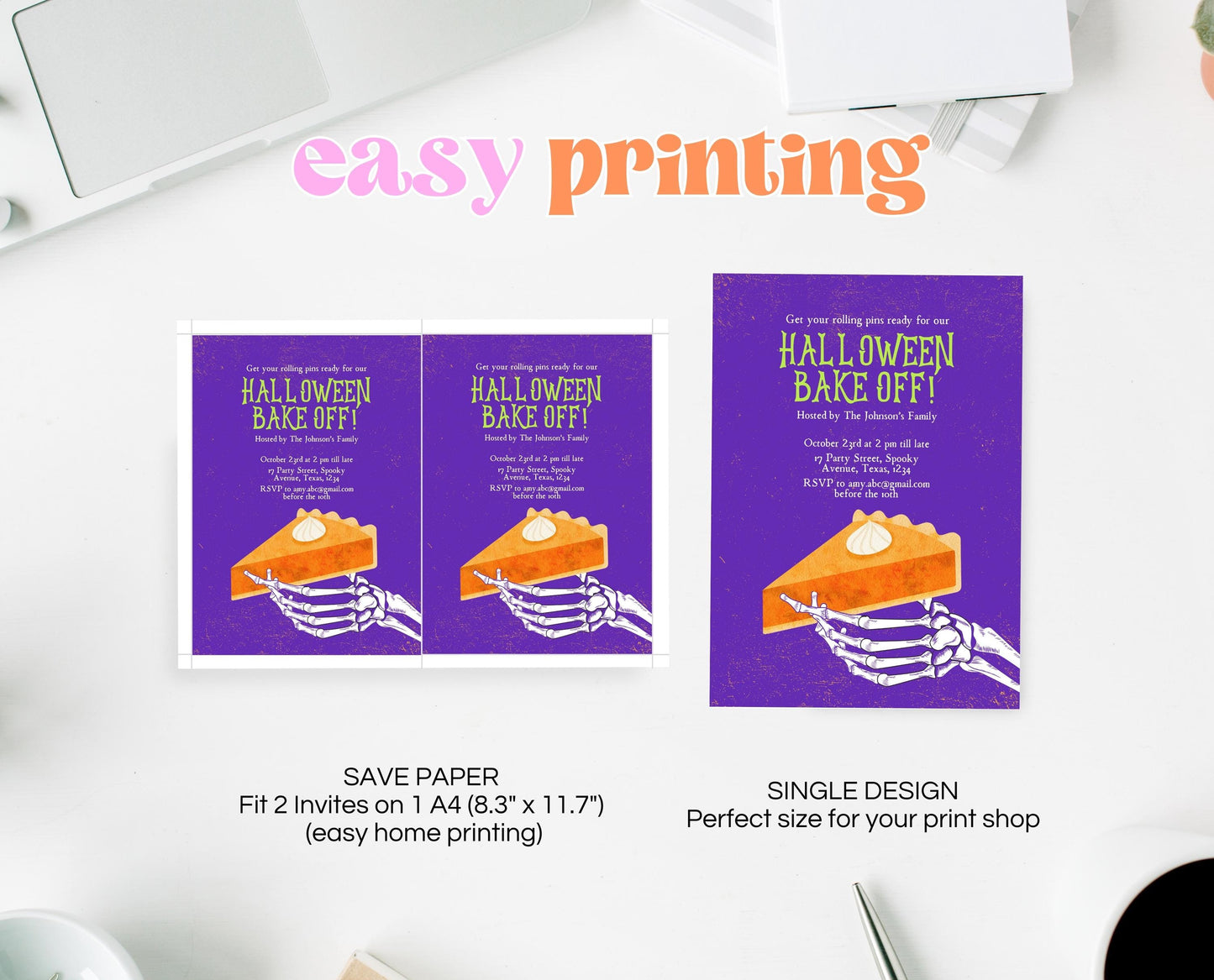 Editable Halloween Bake Off Invitation, Halloween Bake Sale Invite, Printable Halloween Pumpkin Pie Invite, Halloween Fundraiser Invitation