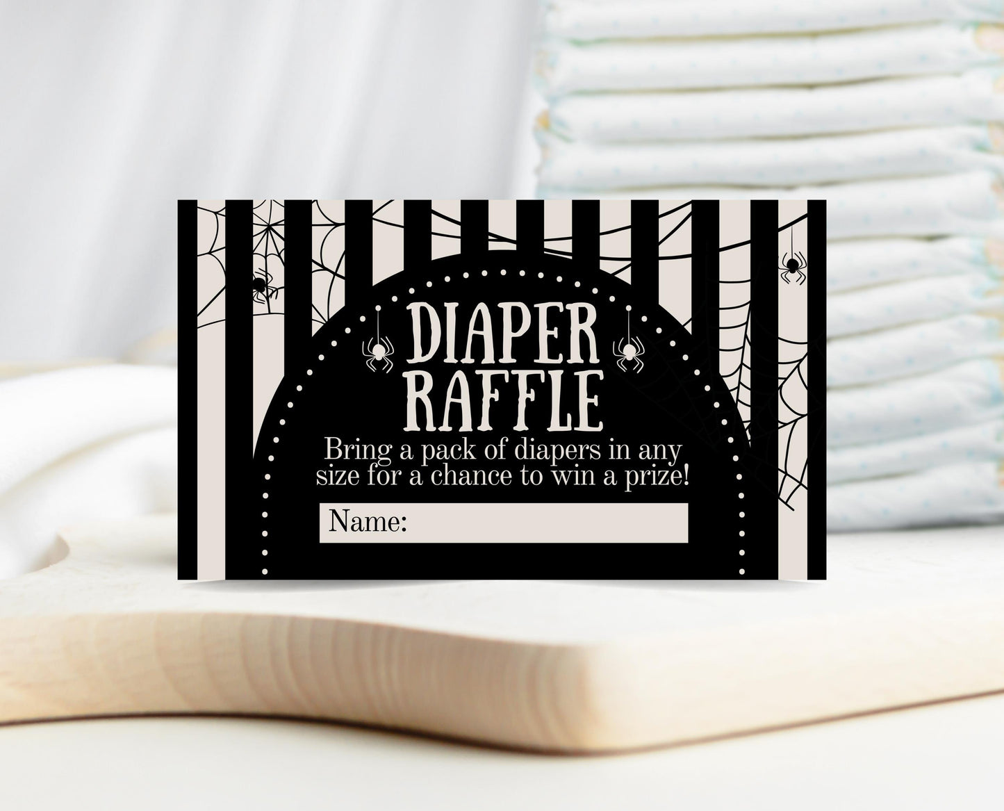 Diaper Raffle Ticket Halloween Baby Shower, Gender Neutral Halloween Baby Shower Diaper Game, Spider Web Baby Shower, HBSC02