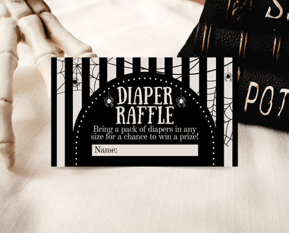 Diaper Raffle Ticket Halloween Baby Shower, Gender Neutral Halloween Baby Shower Diaper Game, Spider Web Baby Shower, HBSC02