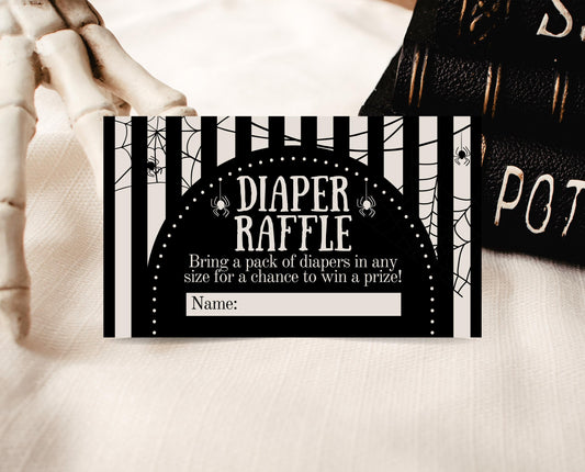 Diaper Raffle Ticket Halloween Baby Shower, Gender Neutral Halloween Baby Shower Diaper Game, Spider Web Baby Shower, HBSC02