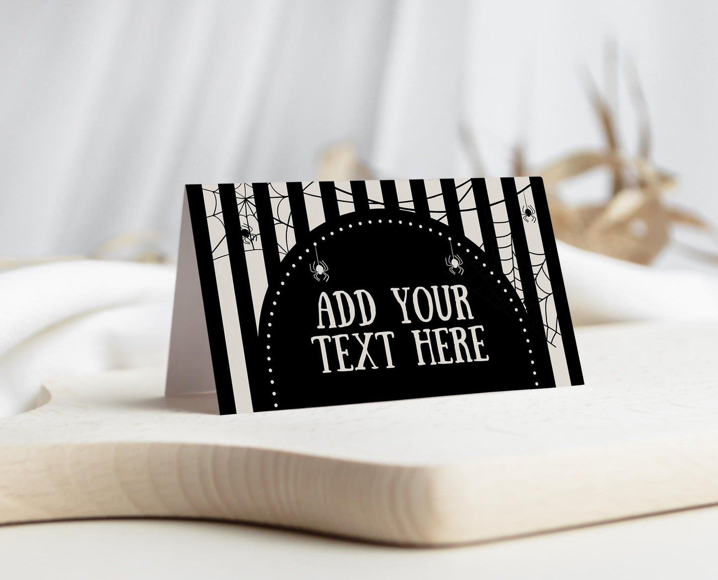 Editable Halloween Baby Shower Food Label, Gender Neutral Halloween Baby Shower Tent Cards, Spider Web Baby Shower, HBSC02