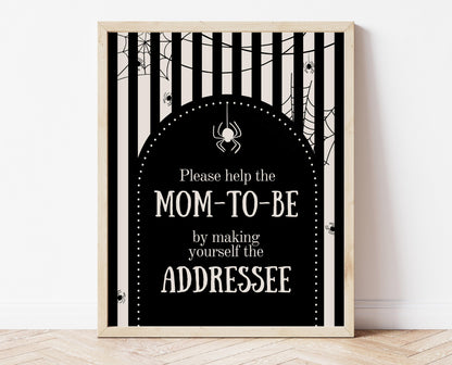 Envelope Station Sign Halloween Baby Shower, Halloween Baby Shower Addressee Sign, Printable Halloween Sign, Spider Baby Shower Sign, HBSC02