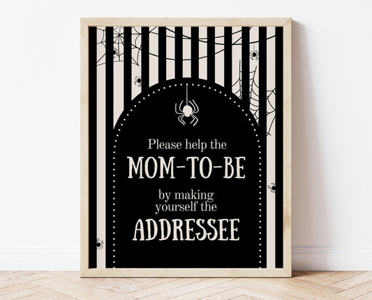 Envelope Station Sign Halloween Baby Shower, Halloween Baby Shower Addressee Sign, Printable Halloween Sign, Spider Baby Shower Sign, HBSC02