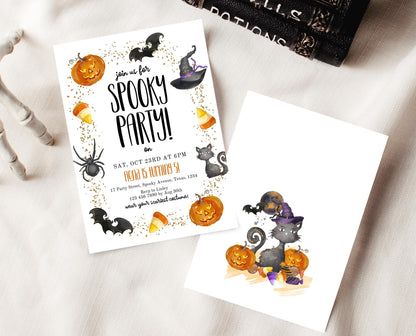 Editable Spooky Party Invitation, Minimal Halloween Invitation, Printable Halloween Candy Invite, Halloween Pumpkin Party Invitation