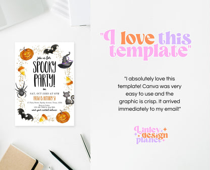 Editable Spooky Party Invitation, Minimal Halloween Invitation, Printable Halloween Candy Invite, Halloween Pumpkin Party Invitation