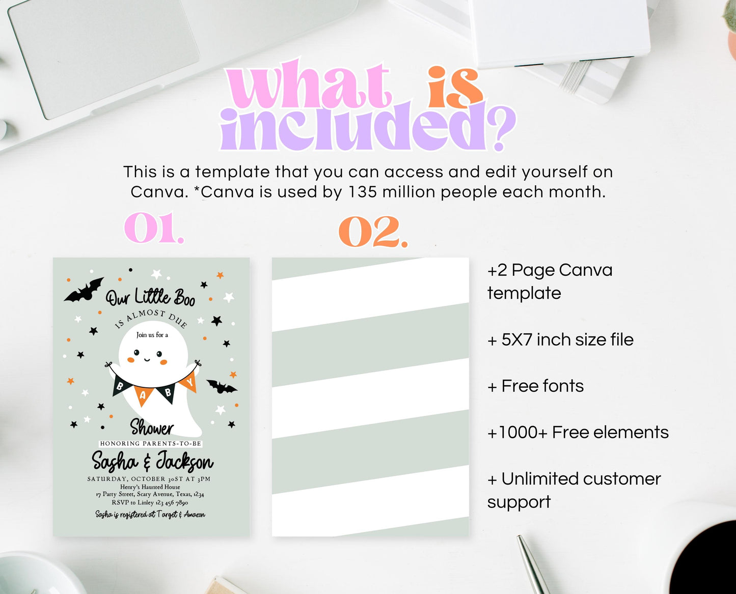 Editable Spooky Halloween Baby Shower Invitation, A Little Boo Is Almost Due Baby Shower Invitation, Halloween Baby Shower Template